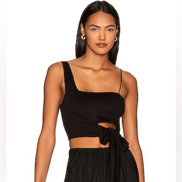 NWT Free People Black One Shoulder Crop Top - Picture 1 of 4